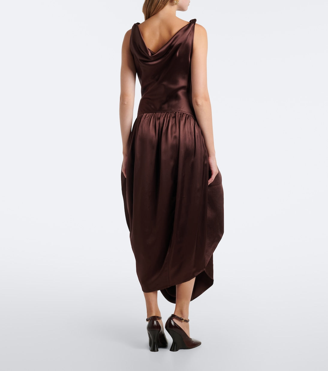 Xu Zhi - Asymmetric silk satin midi dress