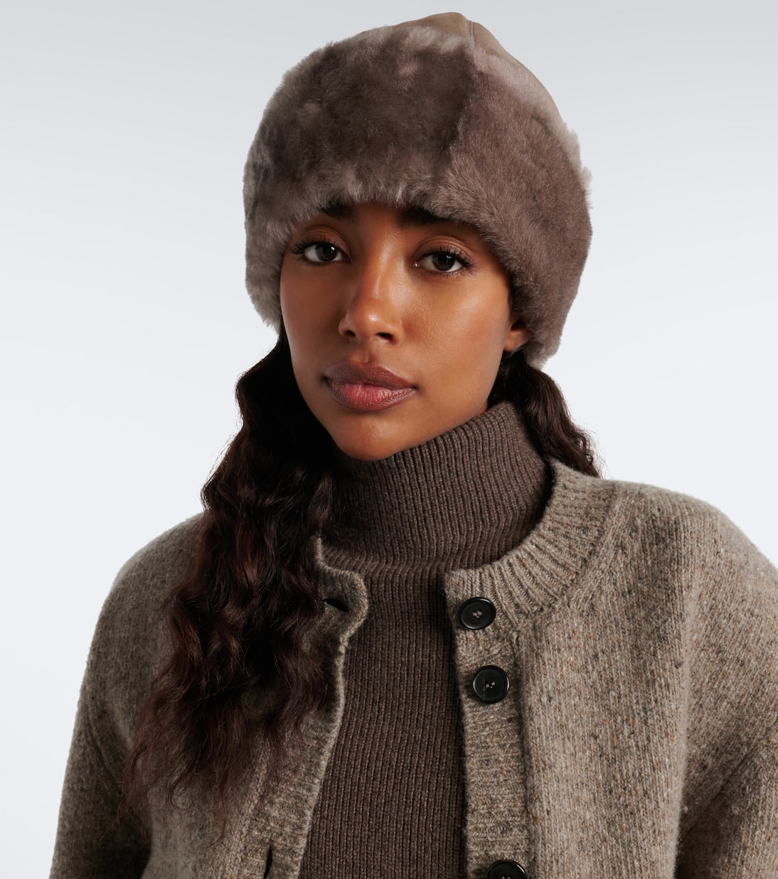 Nour Hammour - Toki suede and shearling hat
