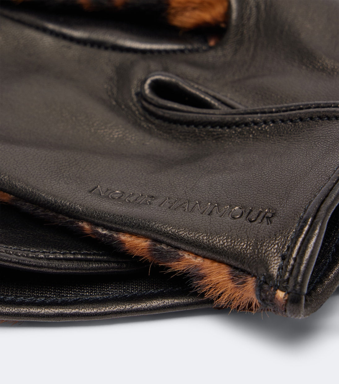 Nour Hammour - Leopard-print calf hair and leather gloves