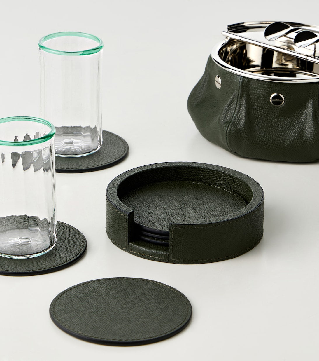 Giobagnara - Set of 6 leather coasters