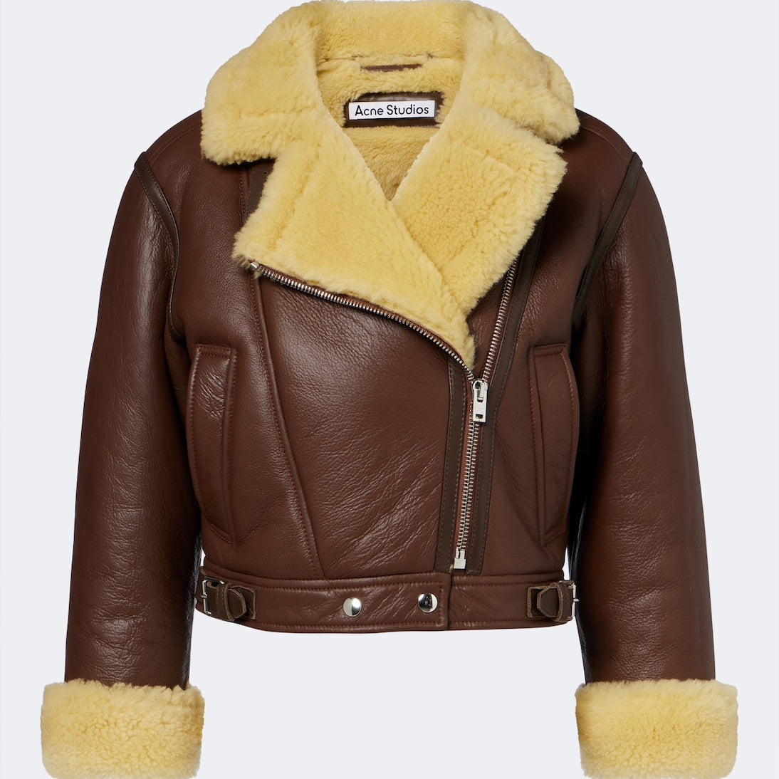 Acne Studios - Shearling-trimmed leather biker jacket