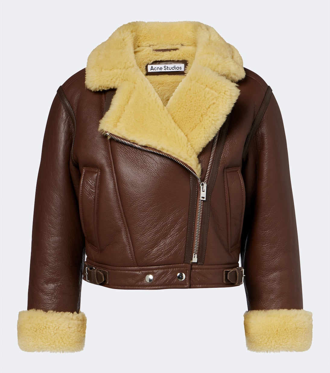 Acne Studios - Shearling-trimmed leather biker jacket