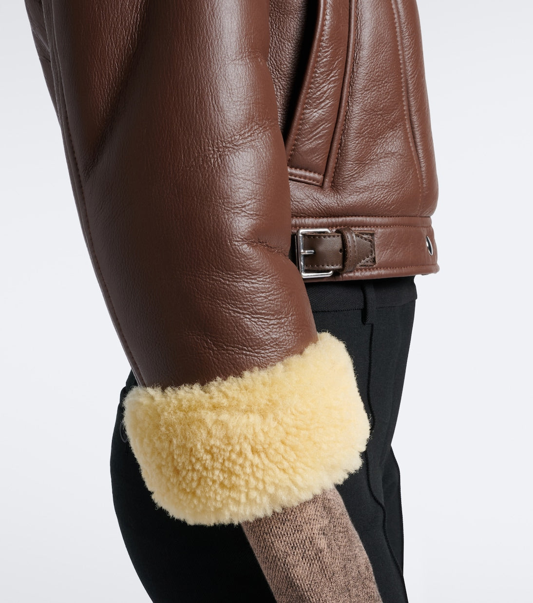 Acne Studios - Shearling-trimmed leather biker jacket