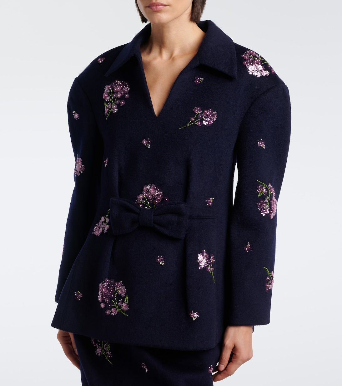 Shushu/Tong - Bow-detail embellished wool top
