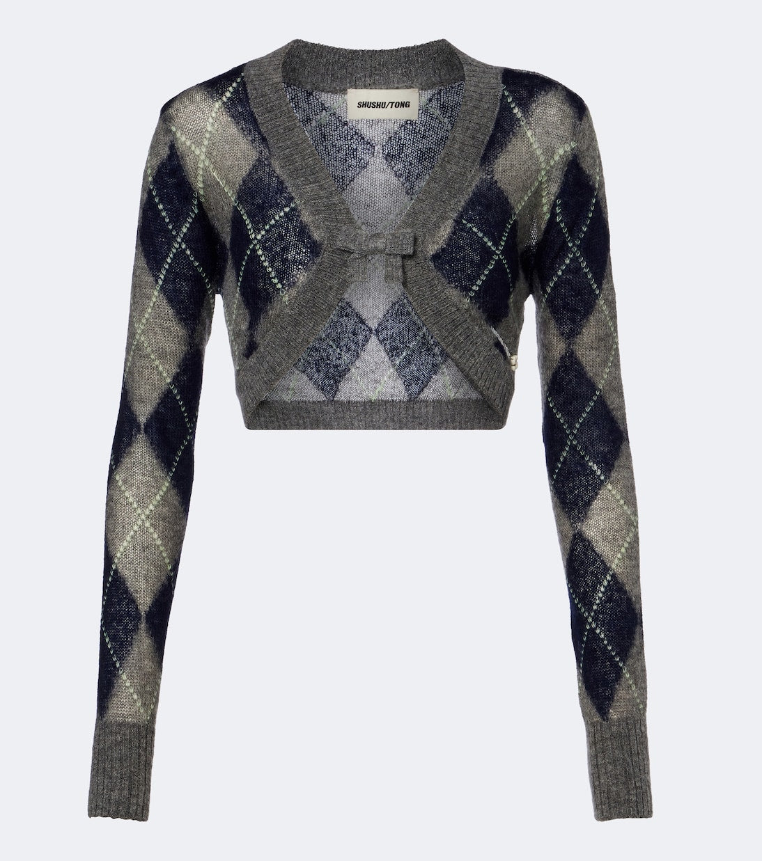 Shushu/Tong - Argyle wool and mohair-blend cardigan