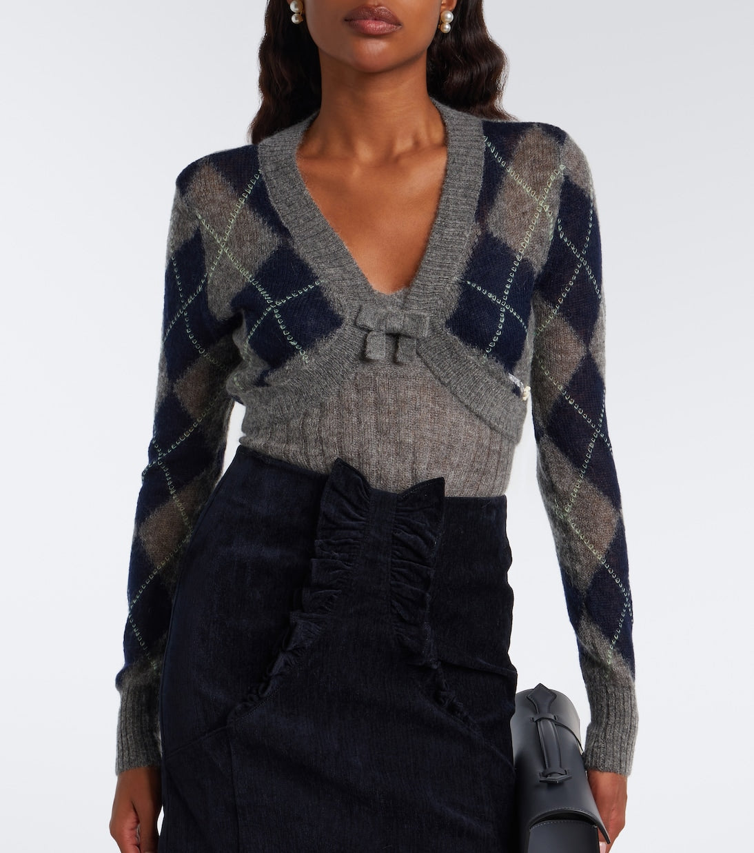 Shushu/Tong - Argyle wool and mohair-blend cardigan