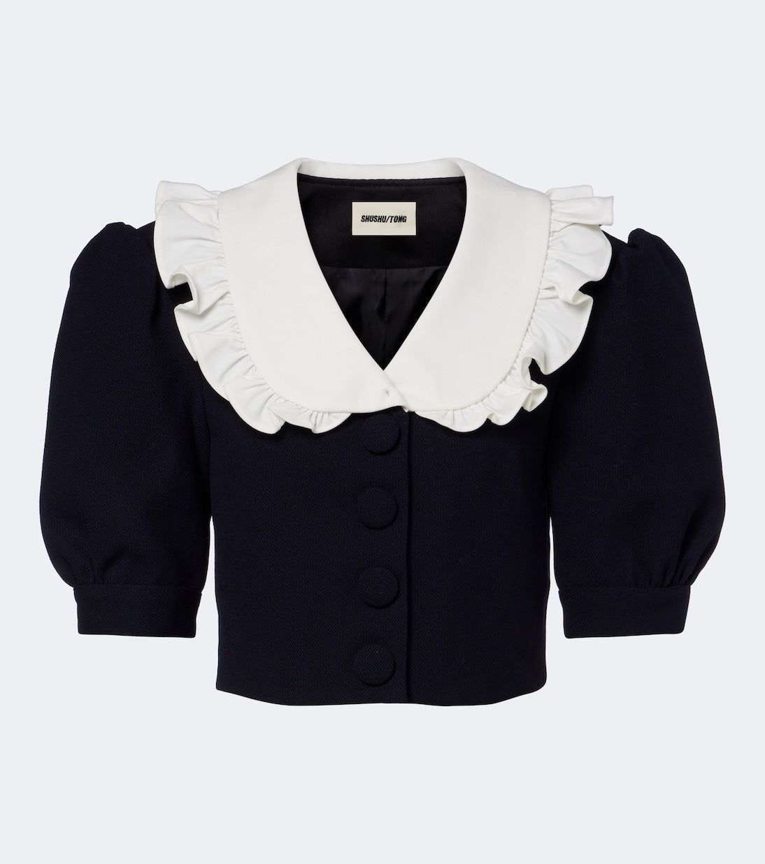 Shushu/Tong - Cropped ruffled puff-sleeve wool jacket