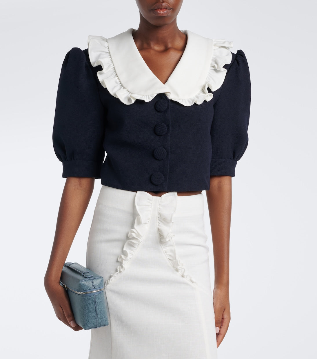 Shushu/Tong - Cropped ruffled puff-sleeve wool jacket