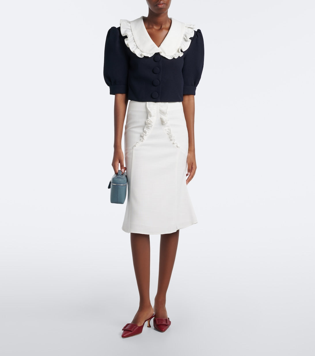 Shushu/Tong - Bow-detail ruffled midi skirt
