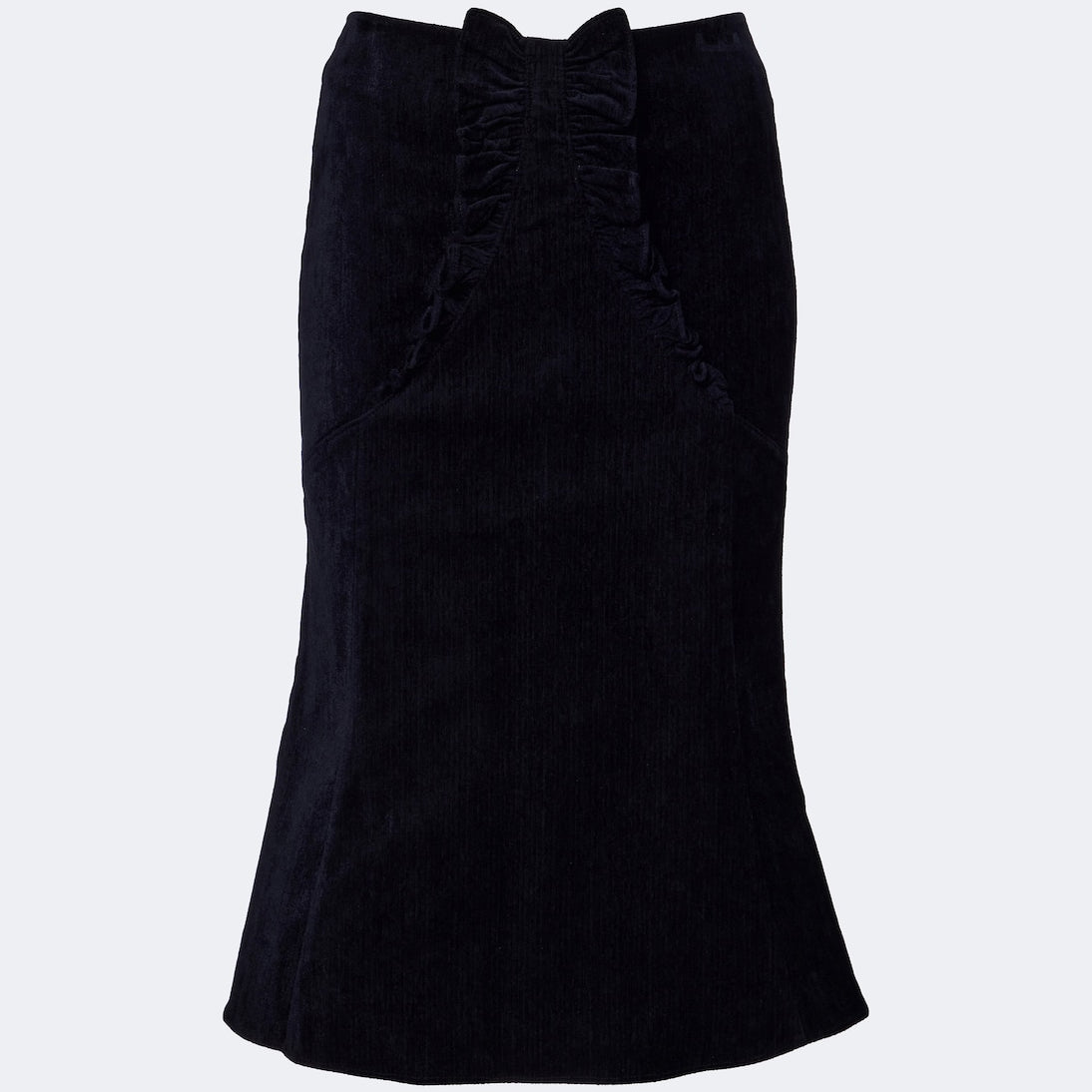 Shushu/Tong - Bow-detail ruffled velvet midi skirt