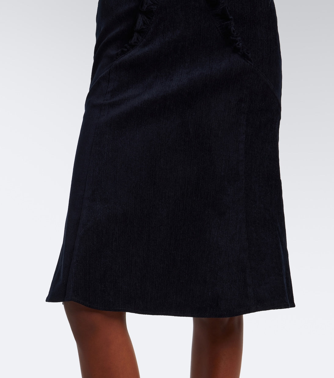 Shushu/Tong - Bow-detail ruffled velvet midi skirt