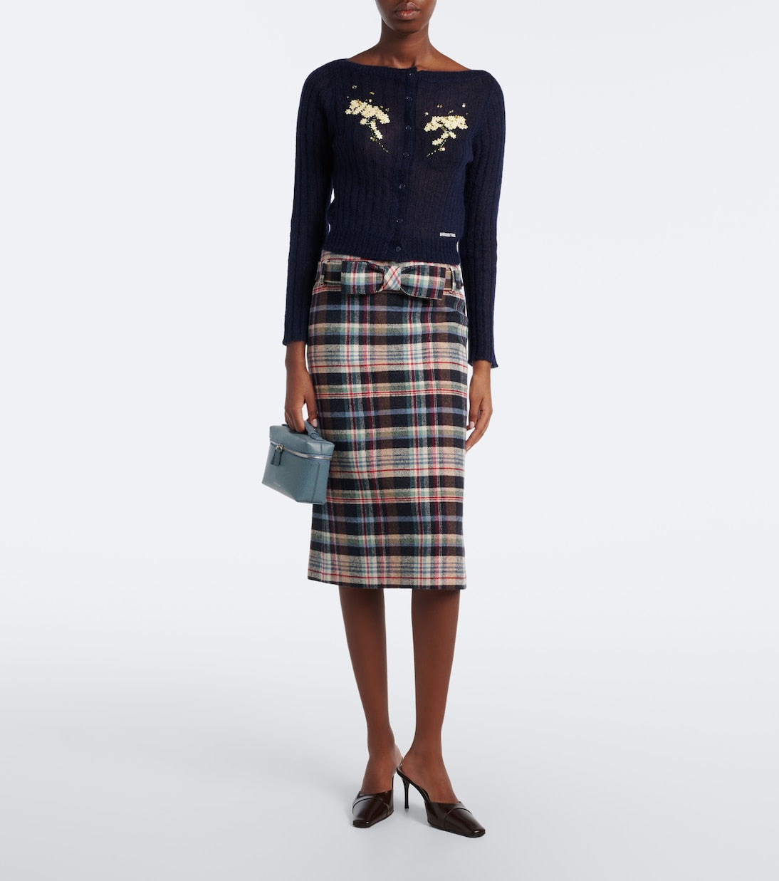 Shushu/Tong - Checked cotton and wool-blend pencil skirt