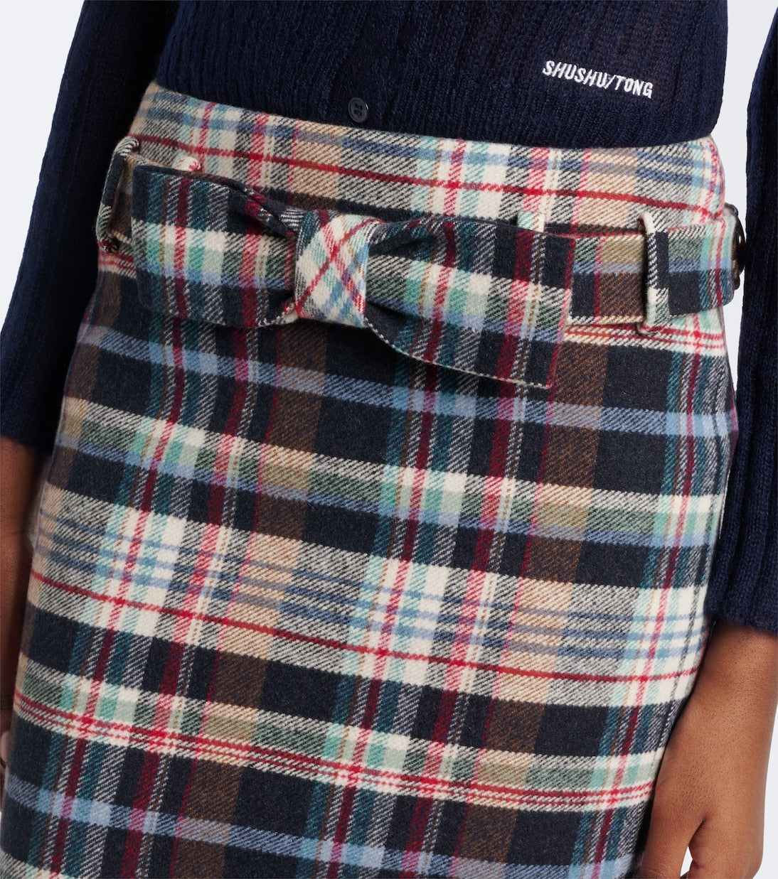 Shushu/Tong - Checked cotton and wool-blend pencil skirt