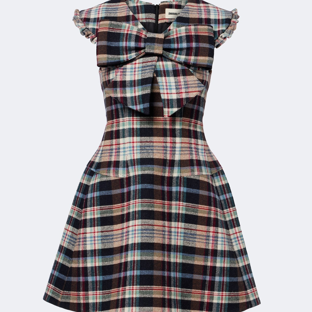Shushu/Tong - Checked cotton and wool-blend minidress