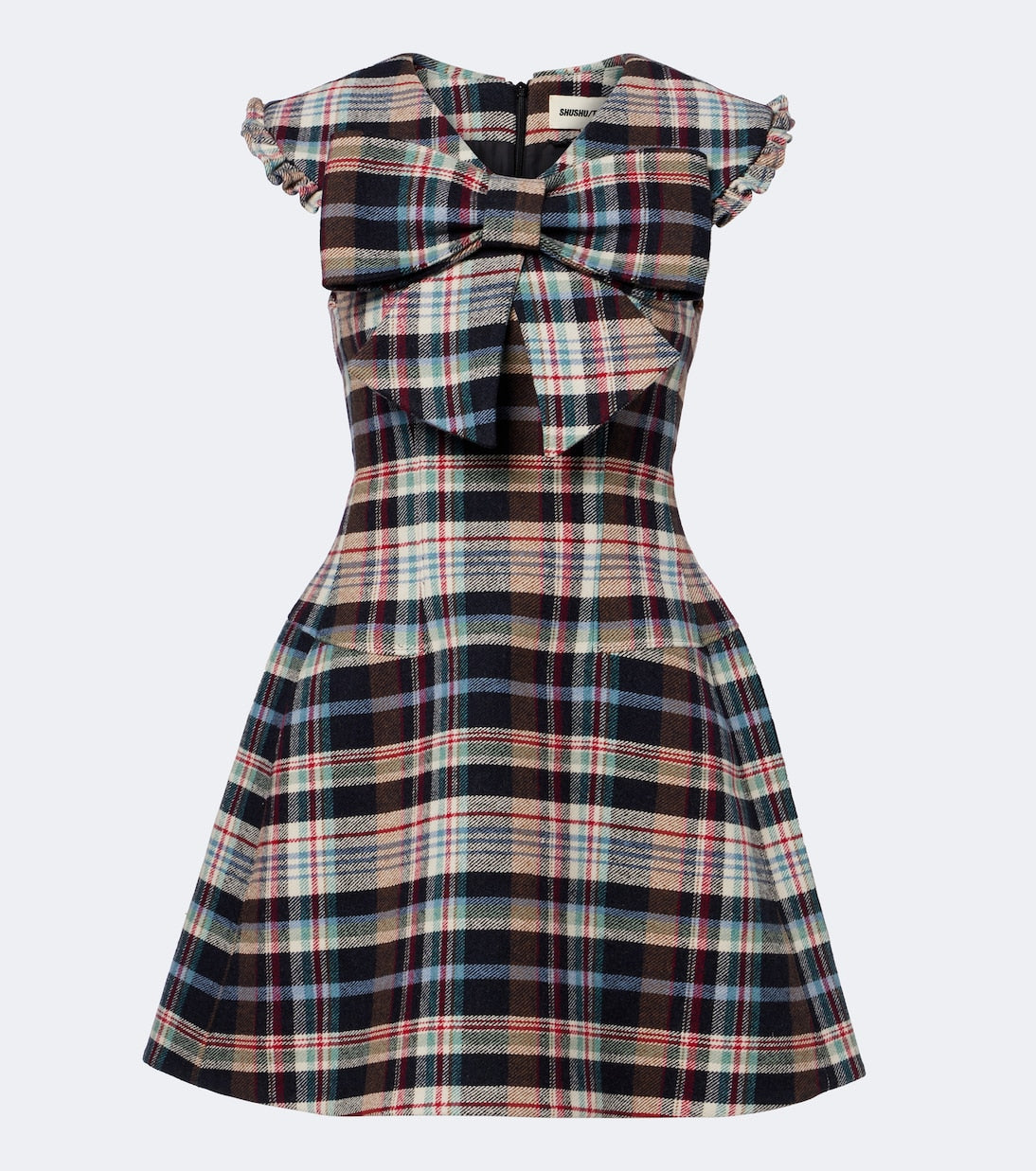 Shushu/Tong - Checked cotton and wool-blend minidress