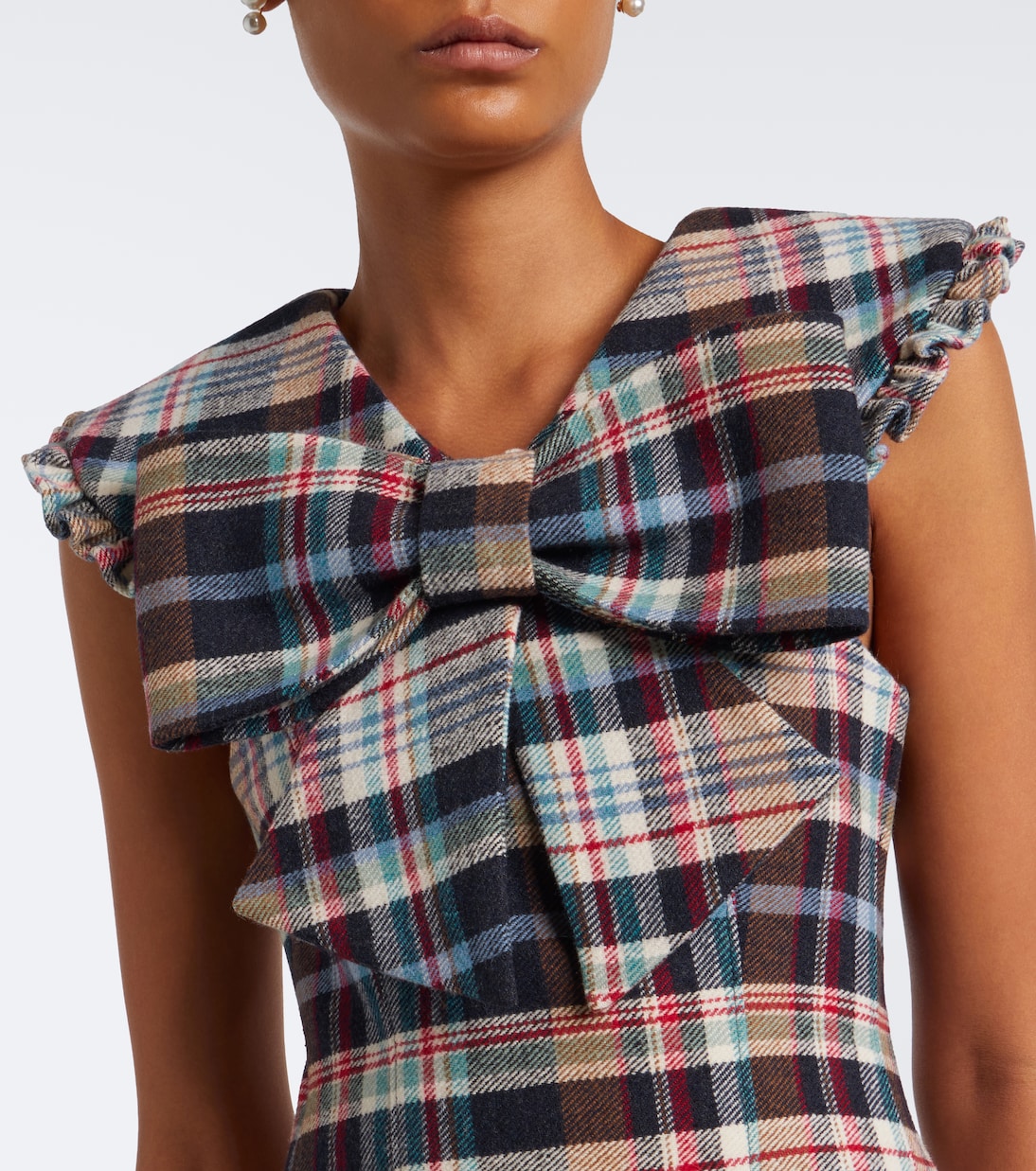 Shushu/Tong - Checked cotton and wool-blend minidress