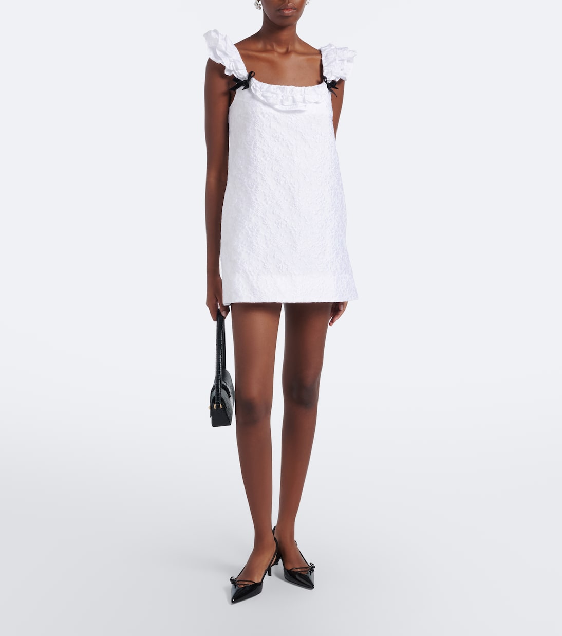 Shushu/Tong - Bow-detail ruffled jacquard minidress