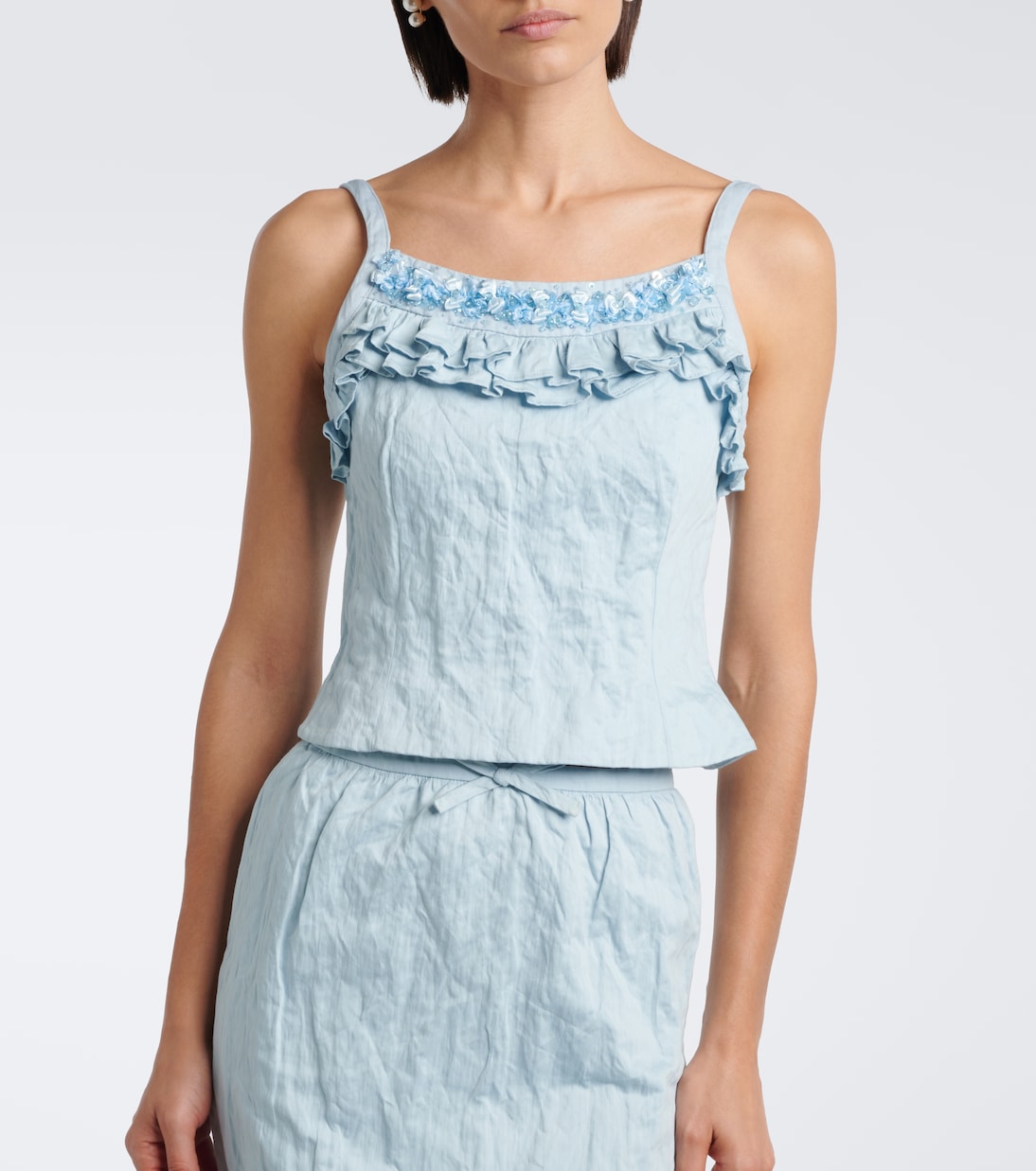 Shushu/Tong - Bow-detail embellished ruffled top