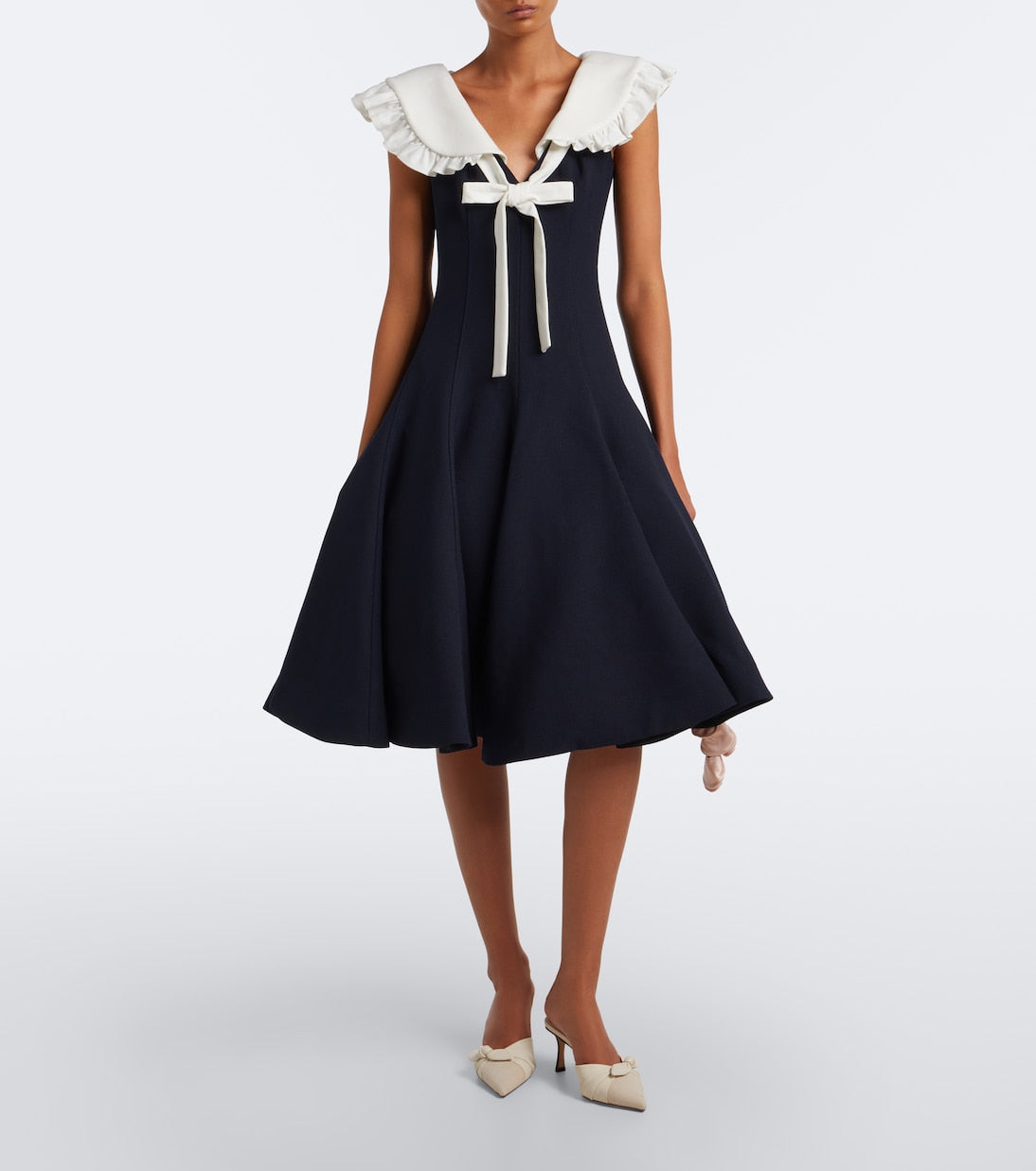 Shushu/Tong - Bow-detail ruffled wool midi dress