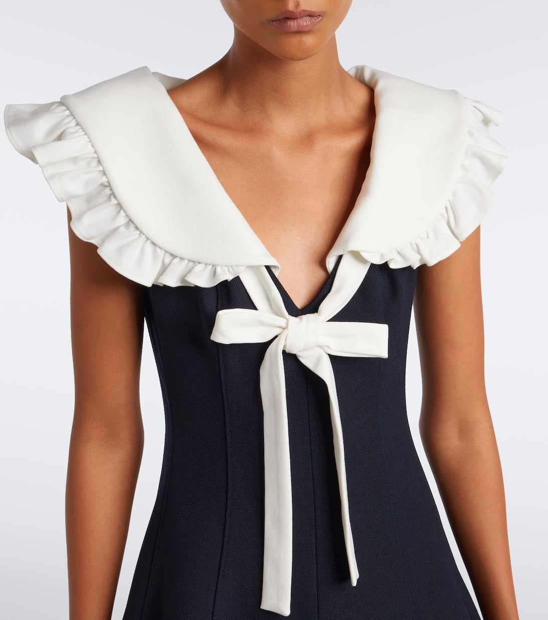 Shushu/Tong - Bow-detail ruffled wool midi dress