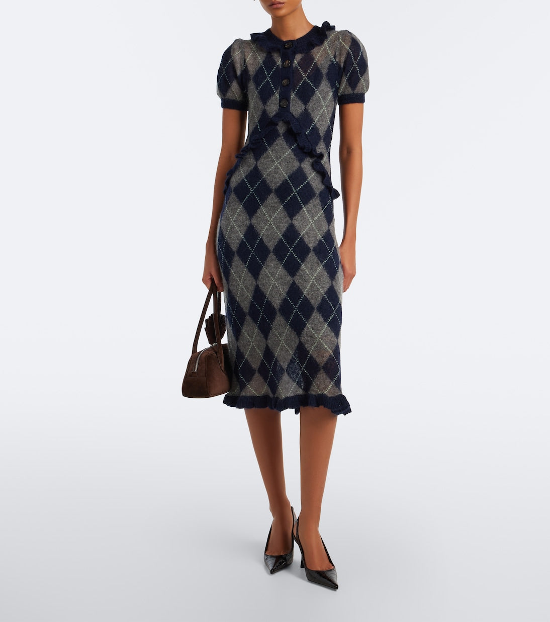 Shushu/Tong - Argyle wool and mohair-blend midi dress