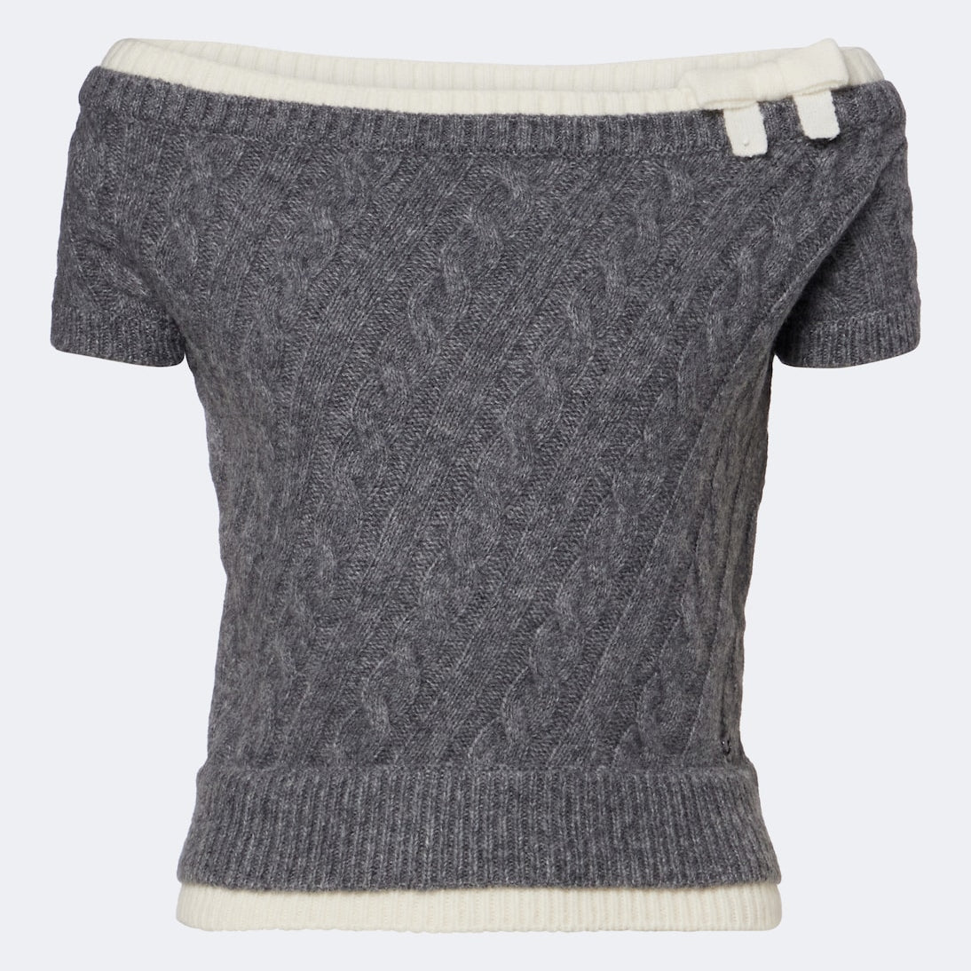 Shushu/Tong - Cable-knit off-shoulder wool-blend sweater