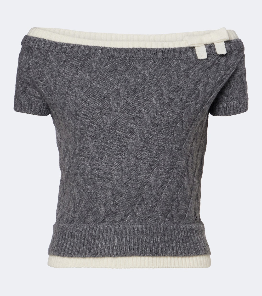 Shushu/Tong - Cable-knit off-shoulder wool-blend sweater
