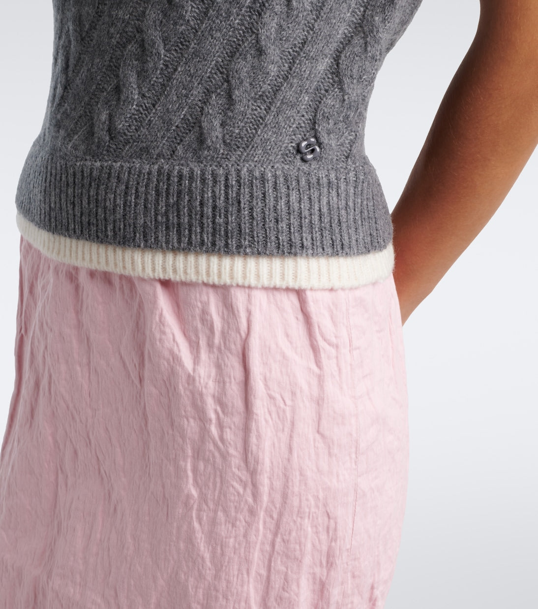 Shushu/Tong - Cable-knit off-shoulder wool-blend sweater