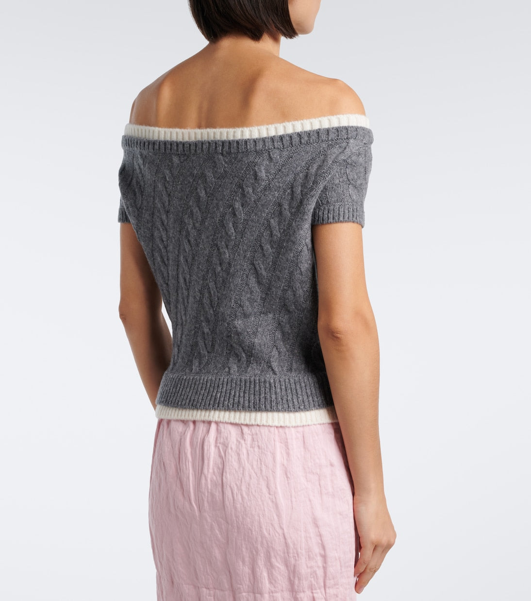 Shushu/Tong - Cable-knit off-shoulder wool-blend sweater