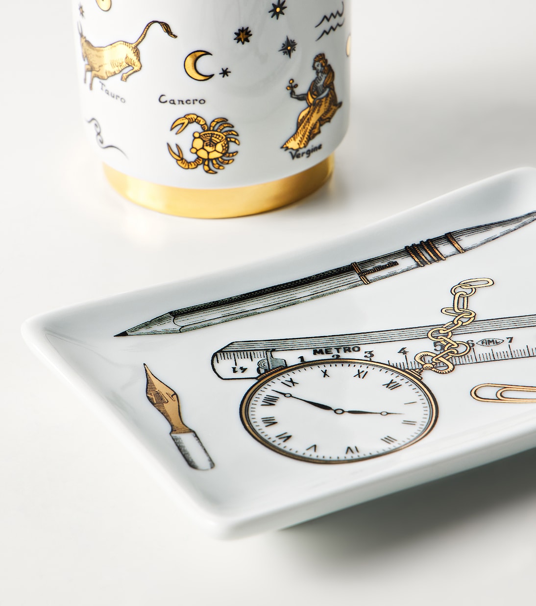 Fornasetti - Pennini printed porcelain decorative tray
