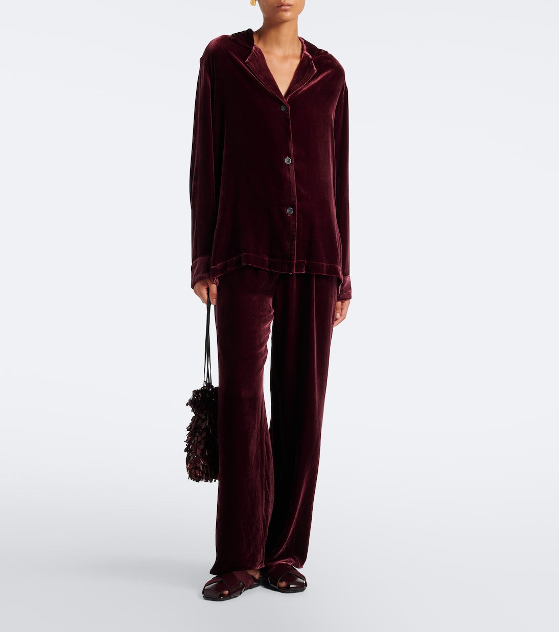 Asceno - Austin velvet wide-leg pants