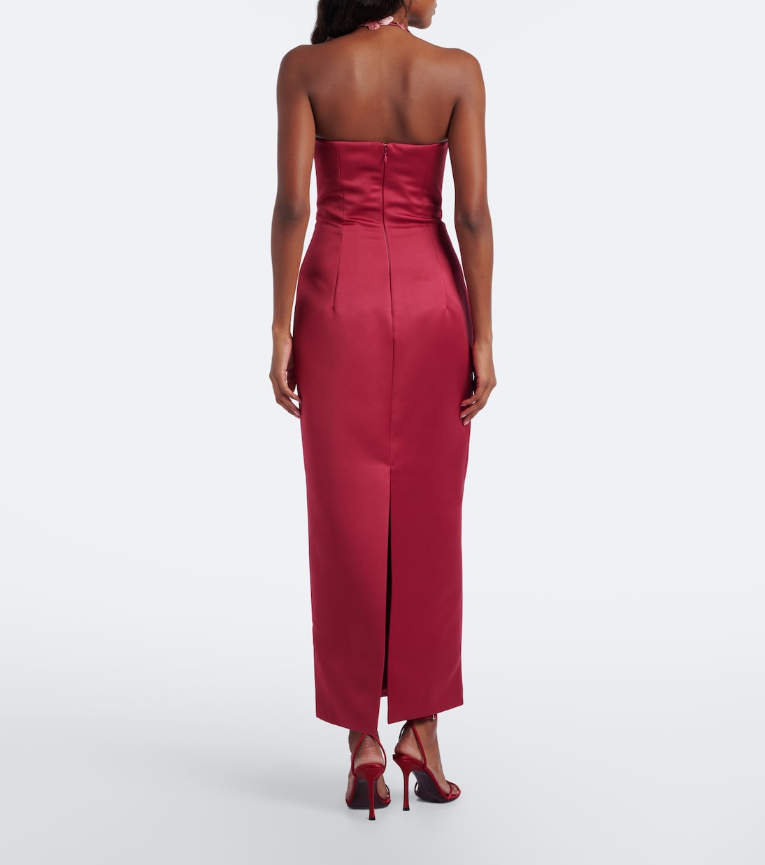 Leo Lin - Ava floral-appliqué satin bustier dress