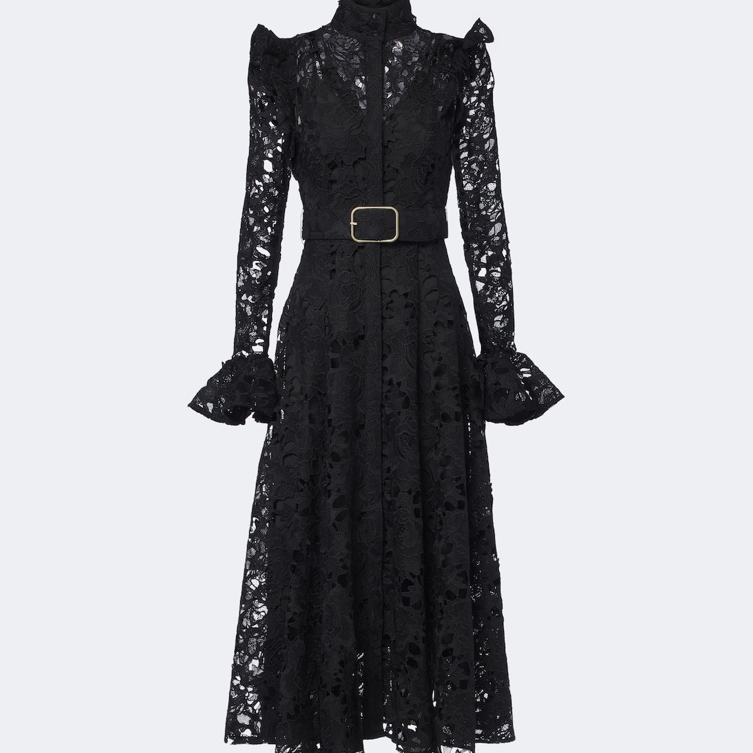 Leo Lin - Aliyah belted guipure lace midi dress