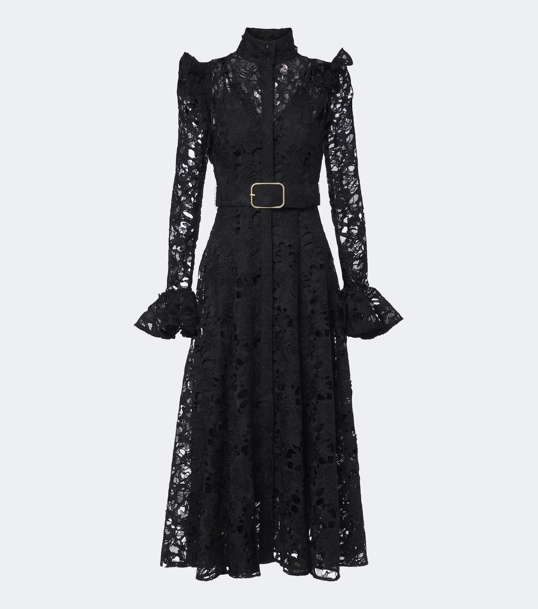 Leo Lin - Aliyah belted guipure lace midi dress