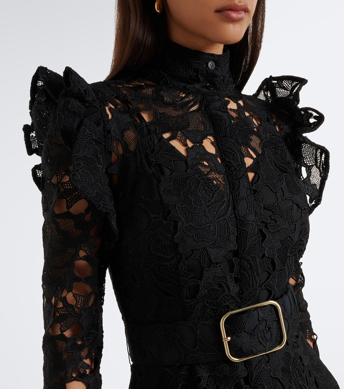 Leo Lin - Aliyah belted guipure lace midi dress