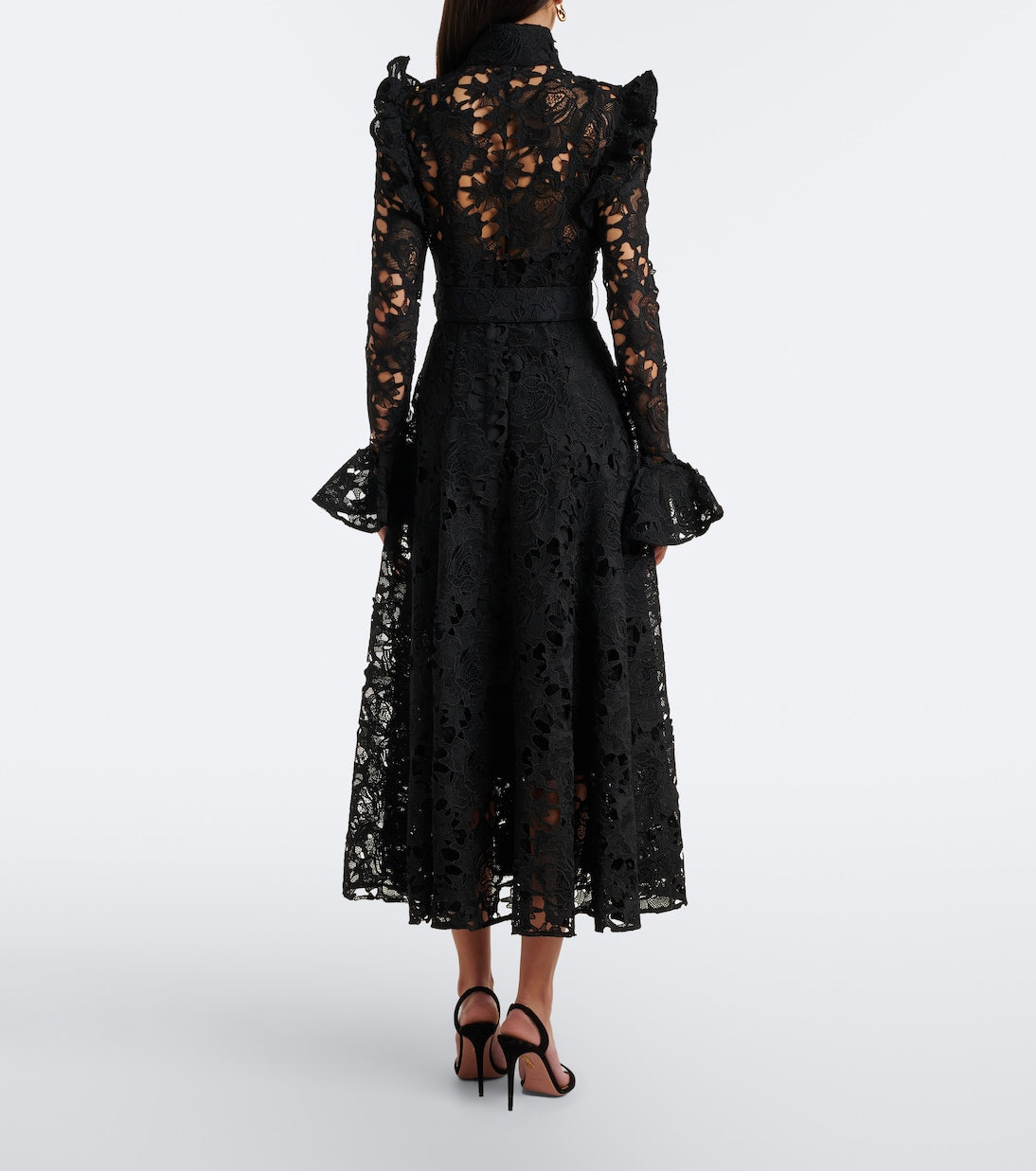 Leo Lin - Aliyah belted guipure lace midi dress