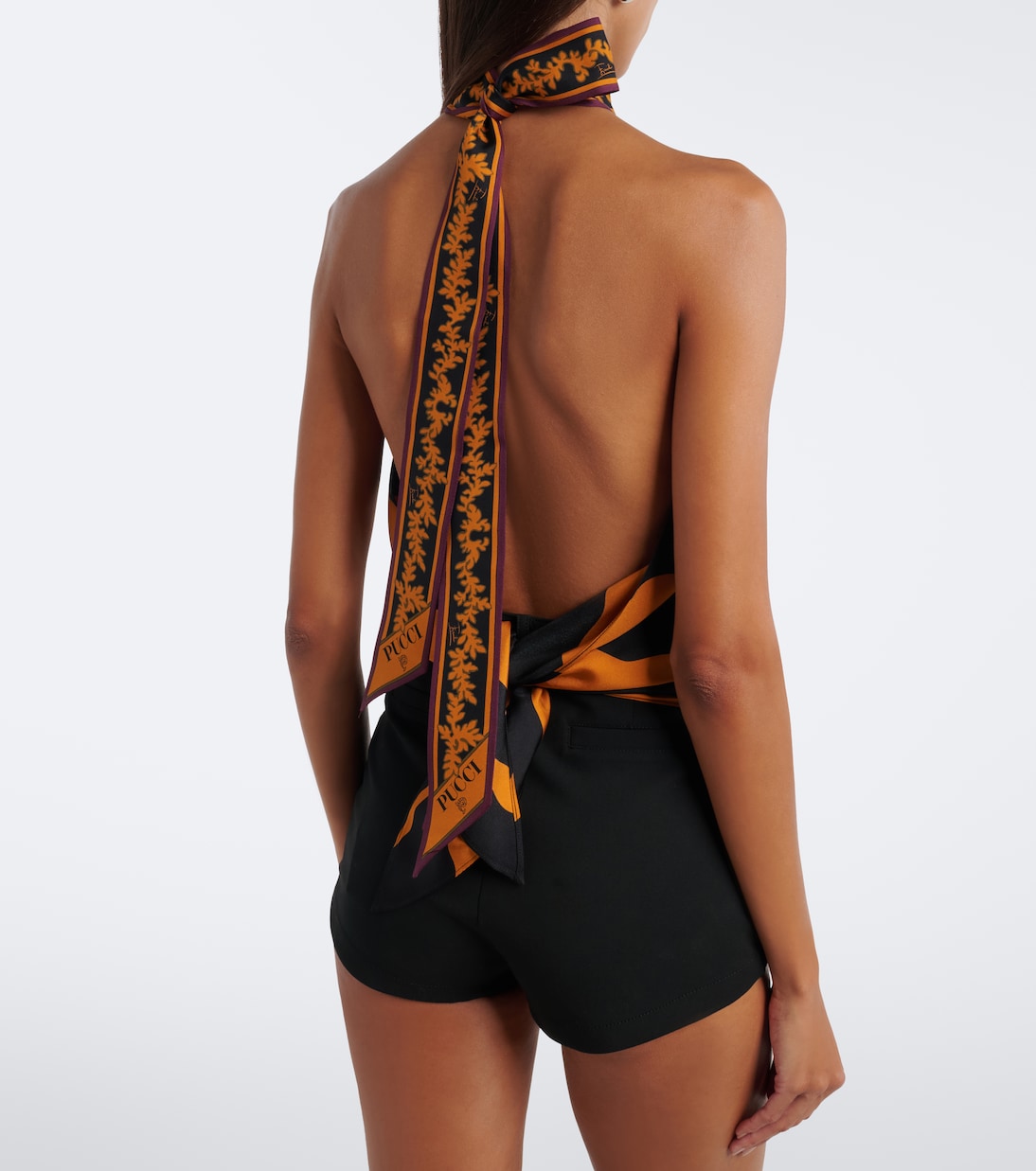 Pucci - Fiamme silk twill halterneck top