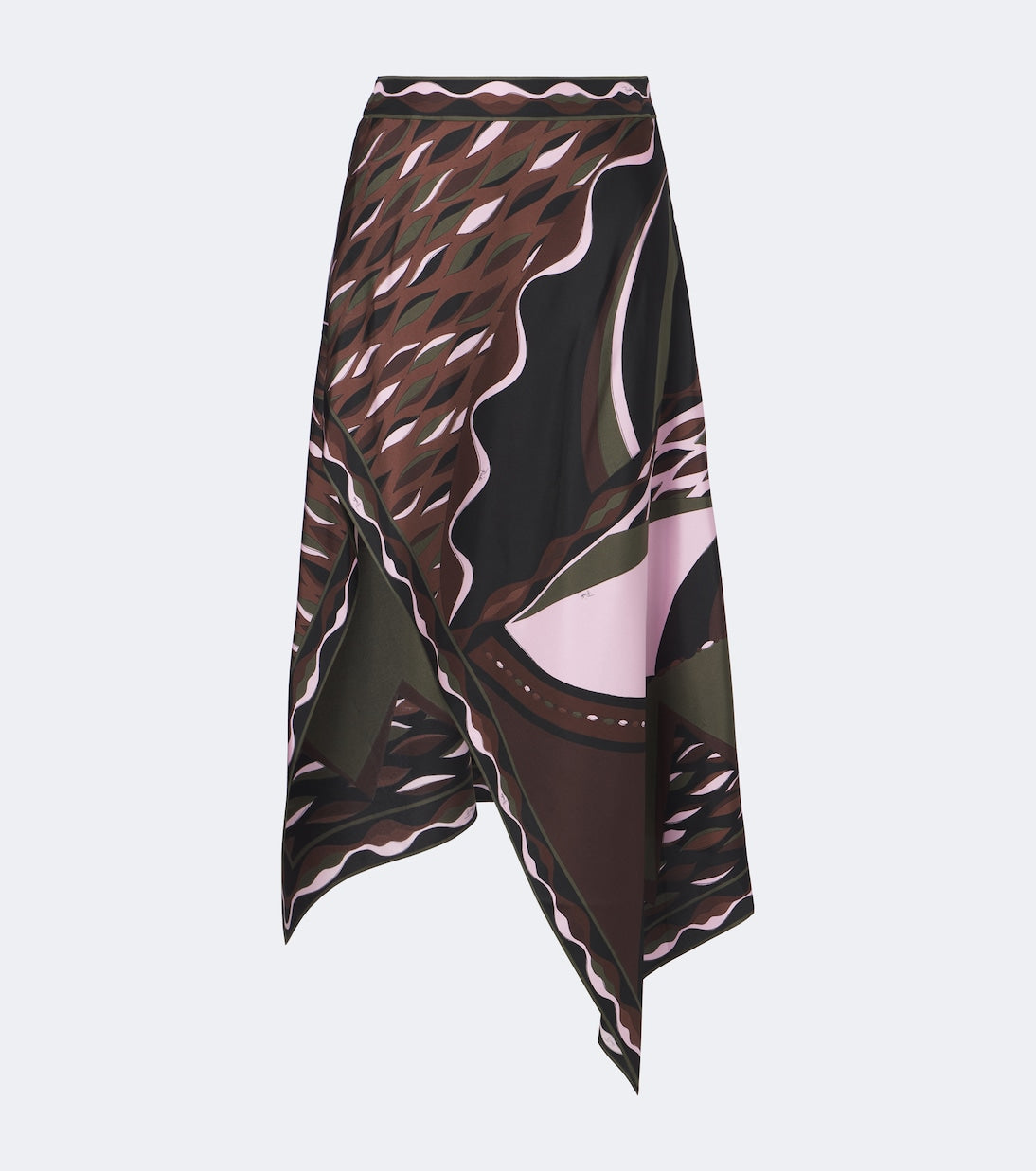 Pucci - Dune asymmetric silk twill midi skirt