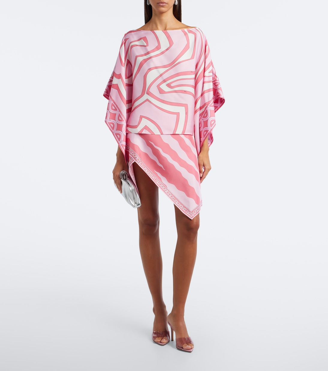 Pucci - Fiamme asymmetric silk twill skirt