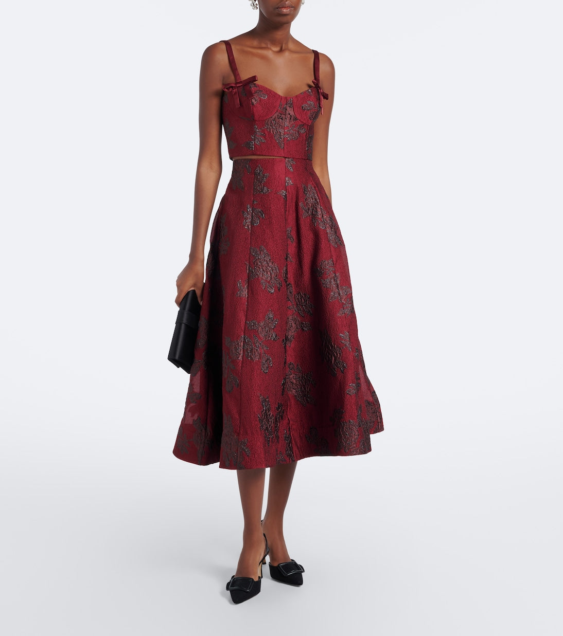 Rebecca Vallance - Waverly floral cloqué midi skirt