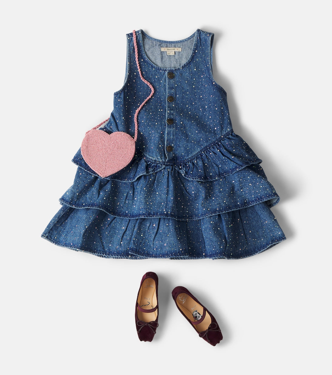 Konges Sløjd - Elba embellished tiered denim dress