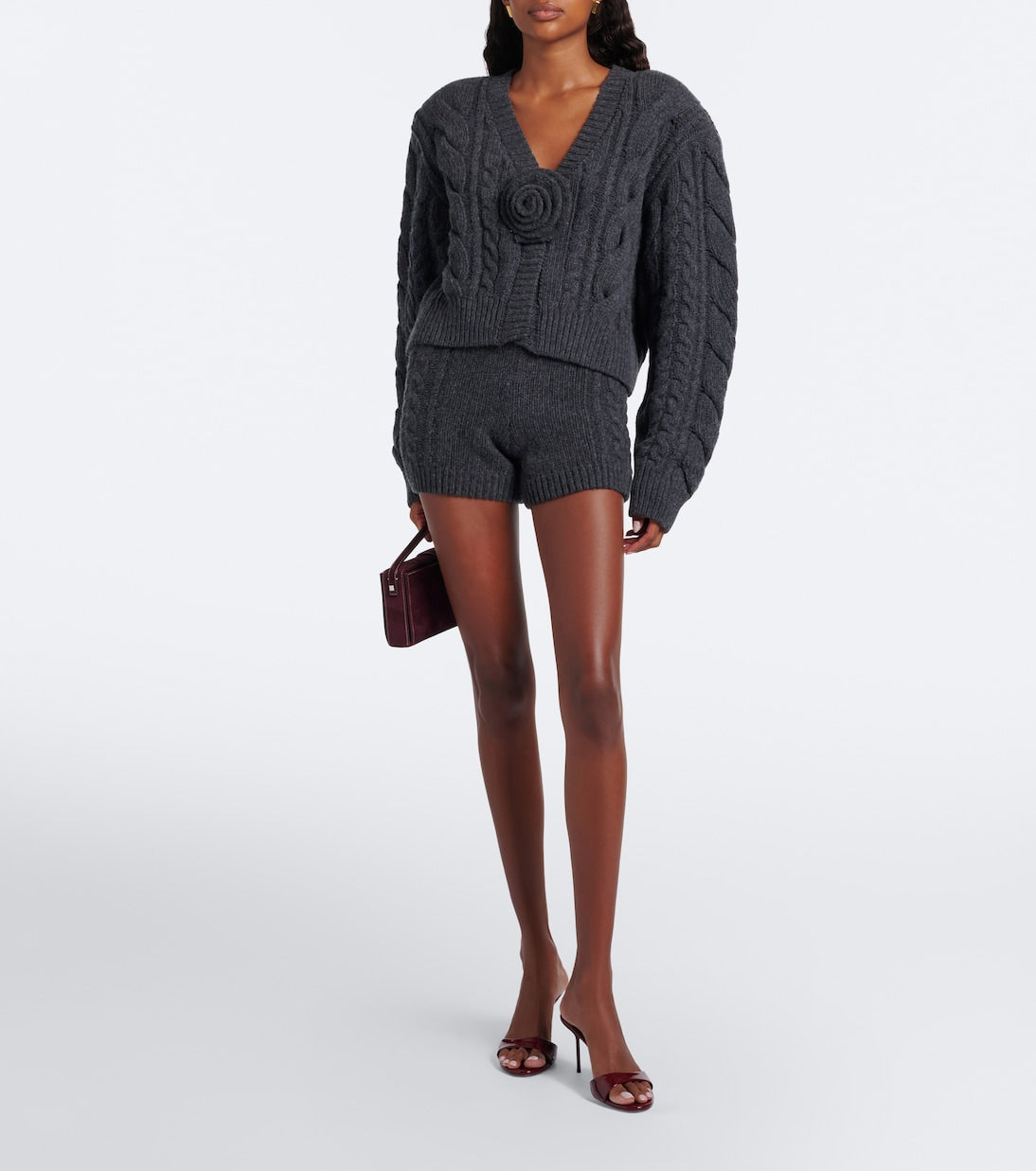 Rotate - Cable-knit wool shorts