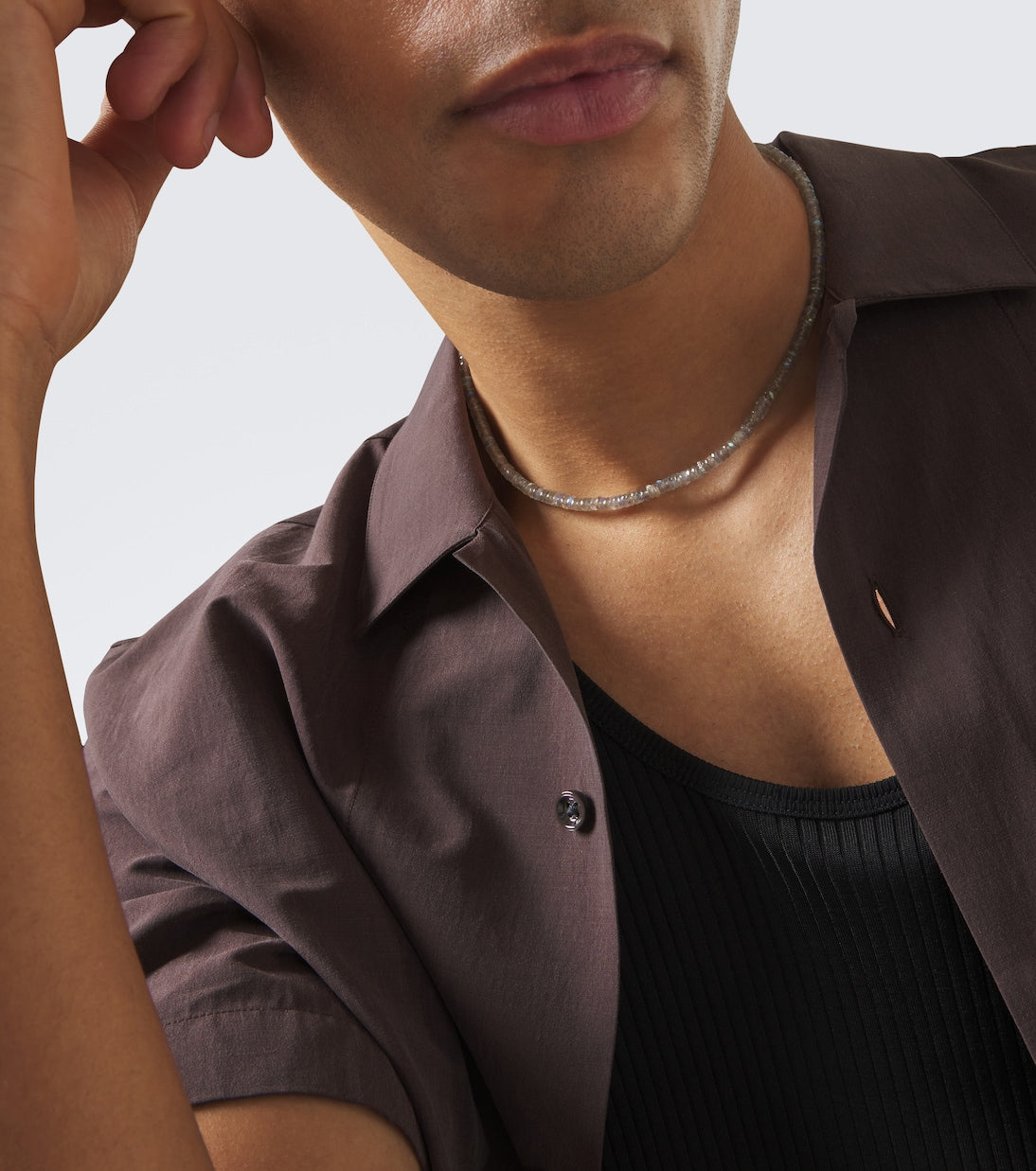Sydney Evan - 14kt gold beaded necklace with quartz and diamonds