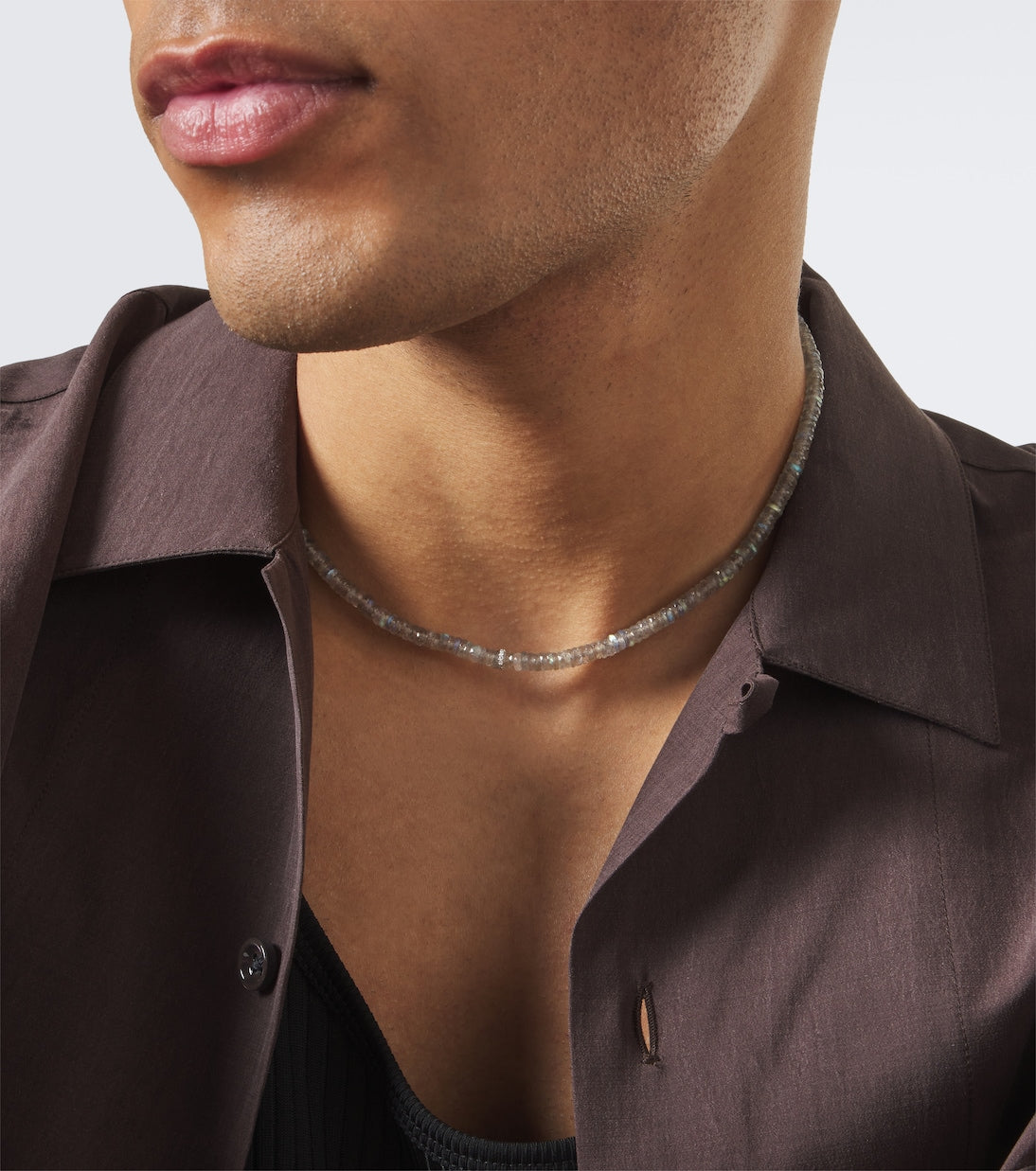 Sydney Evan - 14kt gold beaded necklace with quartz and diamonds