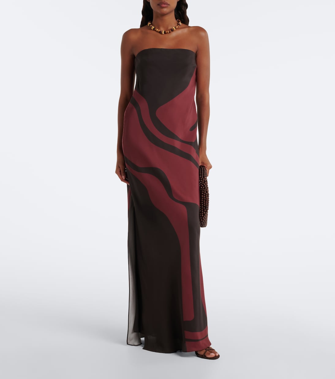 SIR - Printed silk satin maxi dress