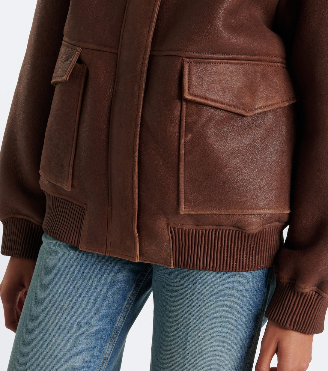 Arma - Riley shearling-trimmed leather jacket