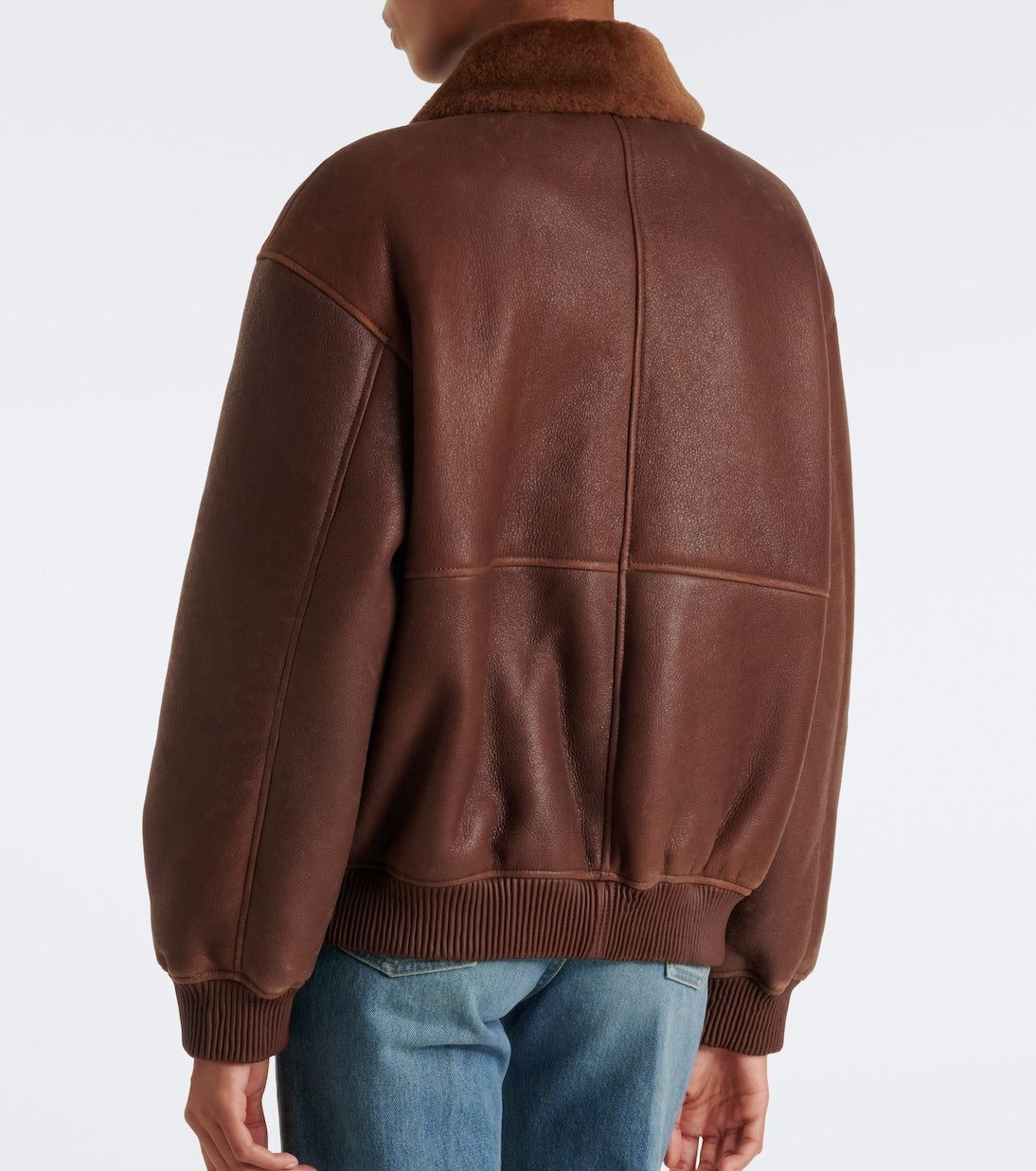 Arma - Riley shearling-trimmed leather jacket