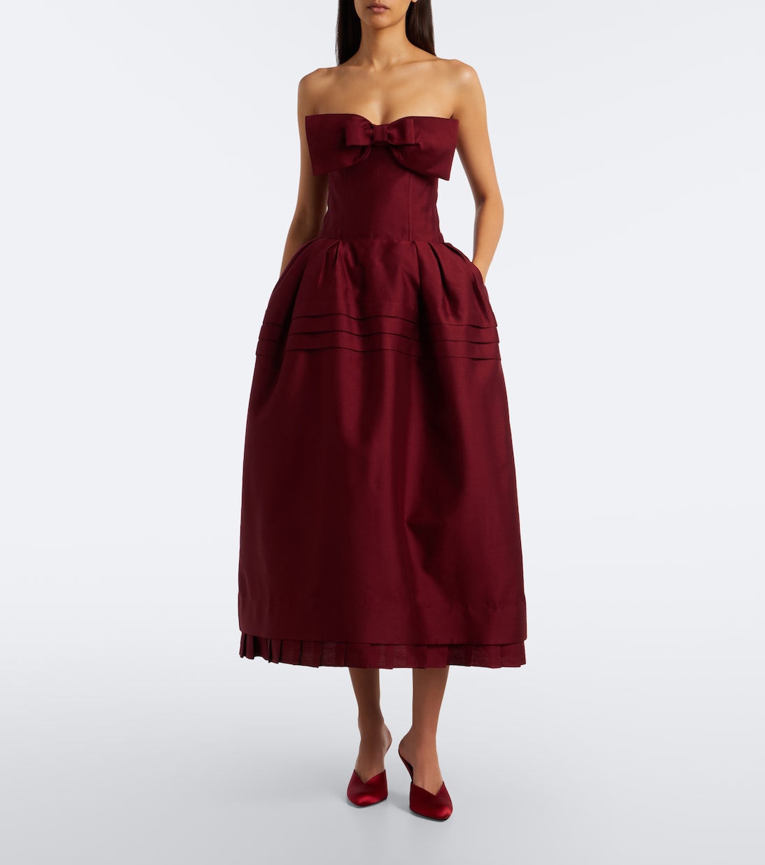 Shushu/Tong - Bow-detail wool and silk blend bustier dress
