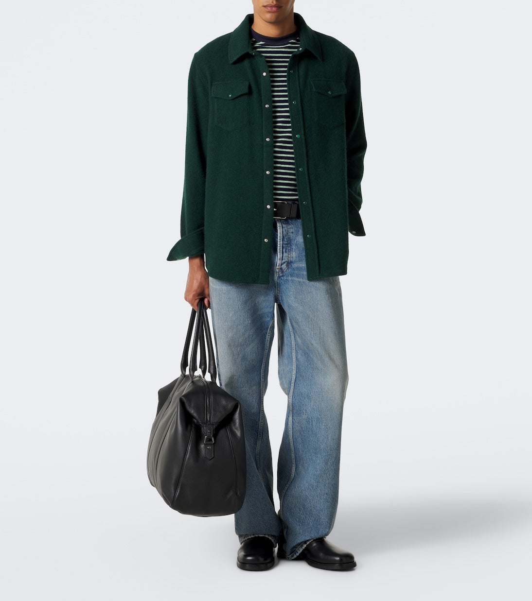 God's True Cashmere - Cashmere shirt with malachite