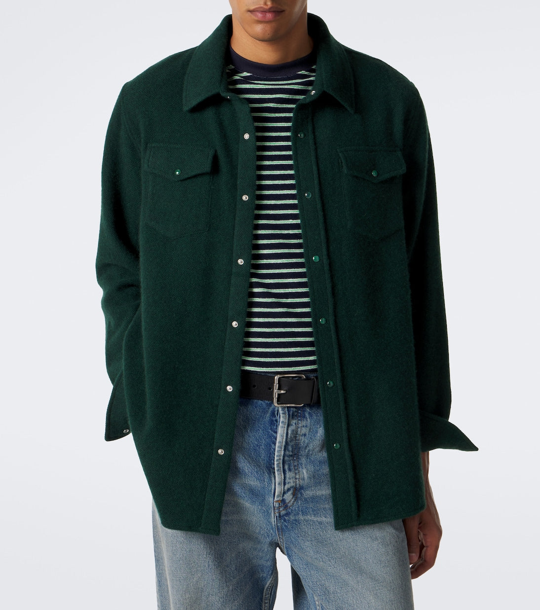 God's True Cashmere - Cashmere shirt with malachite